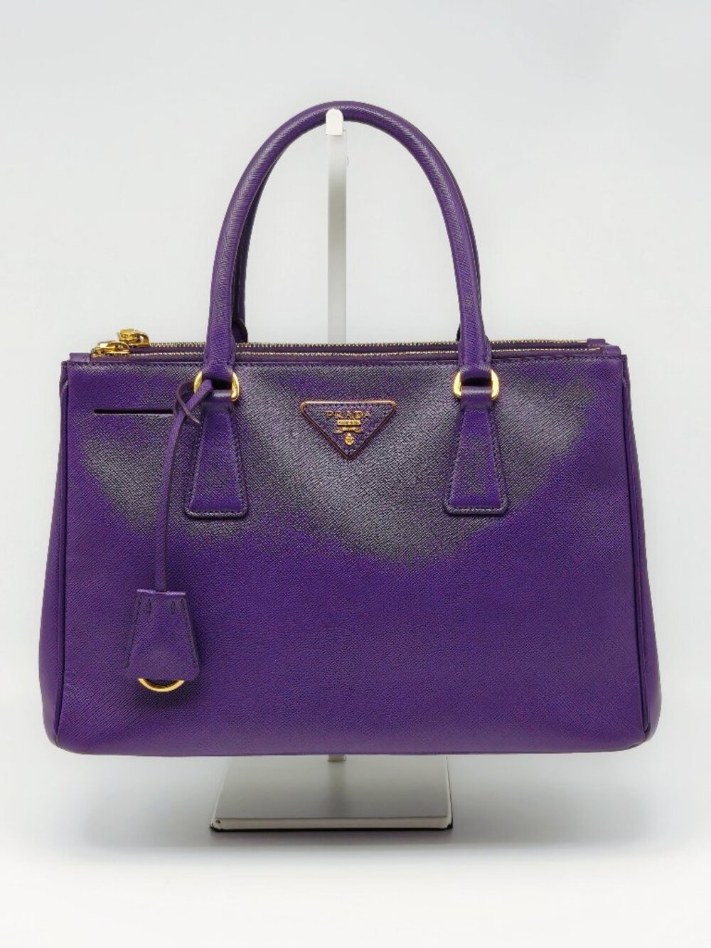 Prada Purple Saffiano Lux Galleria Leather Tote Bag Double Zip Satchel